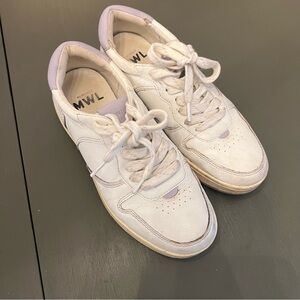 MWL White Leather Sneakers with Lavender Accents